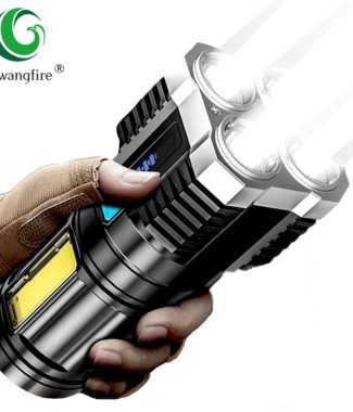 4-core Super Bright Flashlight Rechargeable Outdoor Multi-function P1000 Led Long-range Spotlight Battery Display COB Light