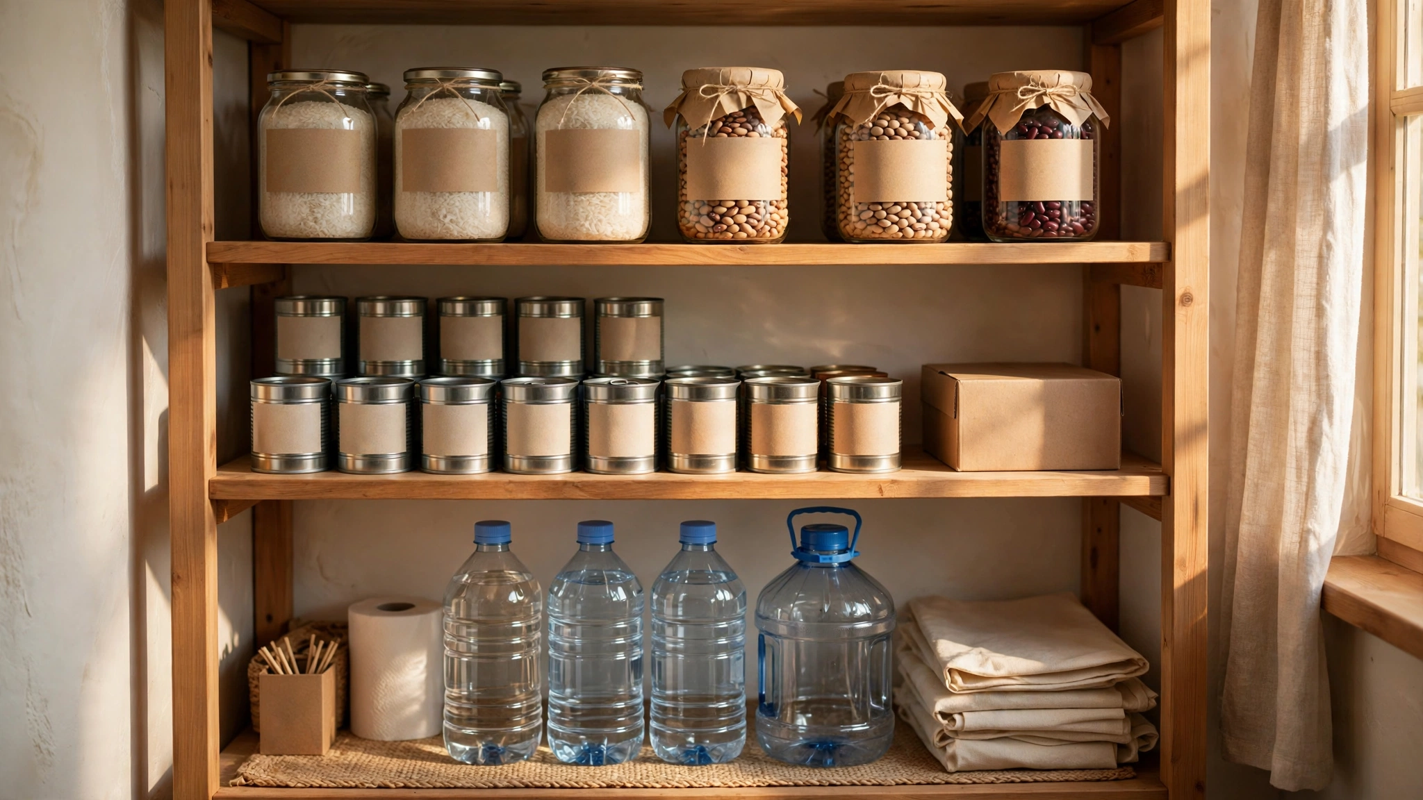 Emergency food storage shelves